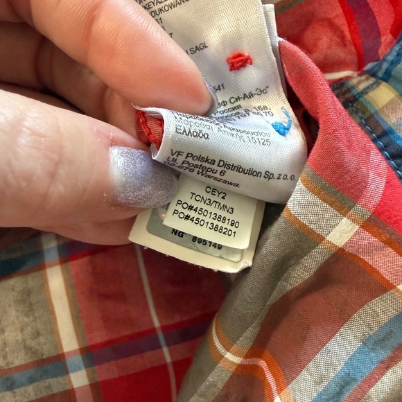 The North Face Mens Short Sleeve Plaid Button Down Shirt Red Brown CEY2 Size M - Picture 8 of 11